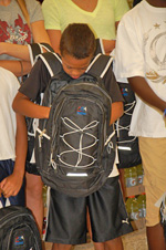 Looking at backpack