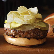 double bacon burger with chips