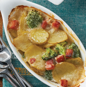 Scalloped Potatoes, Ham and Broccoli