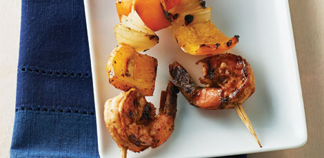 Spicy Tomato-Basil Shrimp Skewers