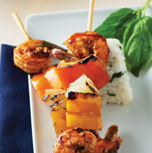 Spicy Tomato-Basil Shrimp Skewers