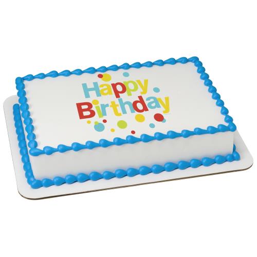 Very Happy Birthday Dots Sheet Cake 622 (Quarter Sheet to Full Sheet
