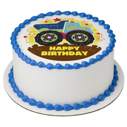 Happy Birthday Truck Round Cake 504