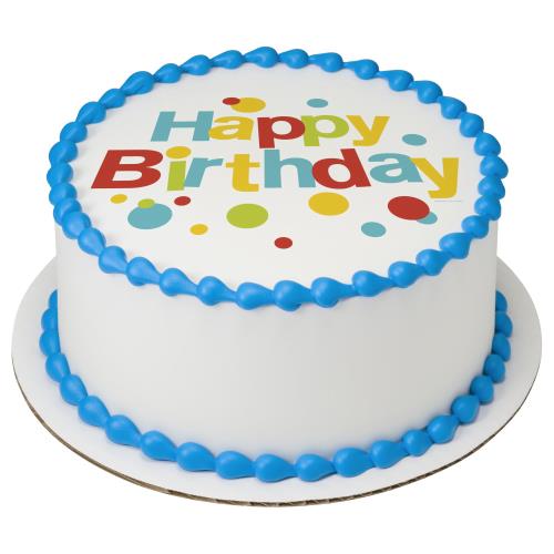 Very Happy Birthday Dots Round Cake 622