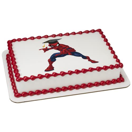 Spiderman Graduation Sheet Cake 25736 (Quarter Sheet to Full Sheet)