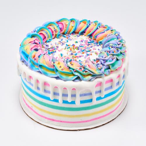 Pastel Stripes Double Layer Round Cake 139 (7-inch)
