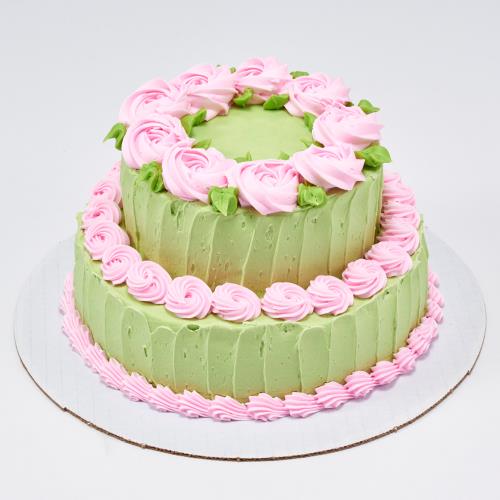 True Pink Floral Tiered Cake 153 (7-inch Base)