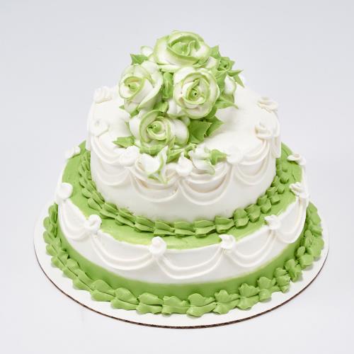 Floral Ribbon Tiered Cake 157 (7-inch Base)